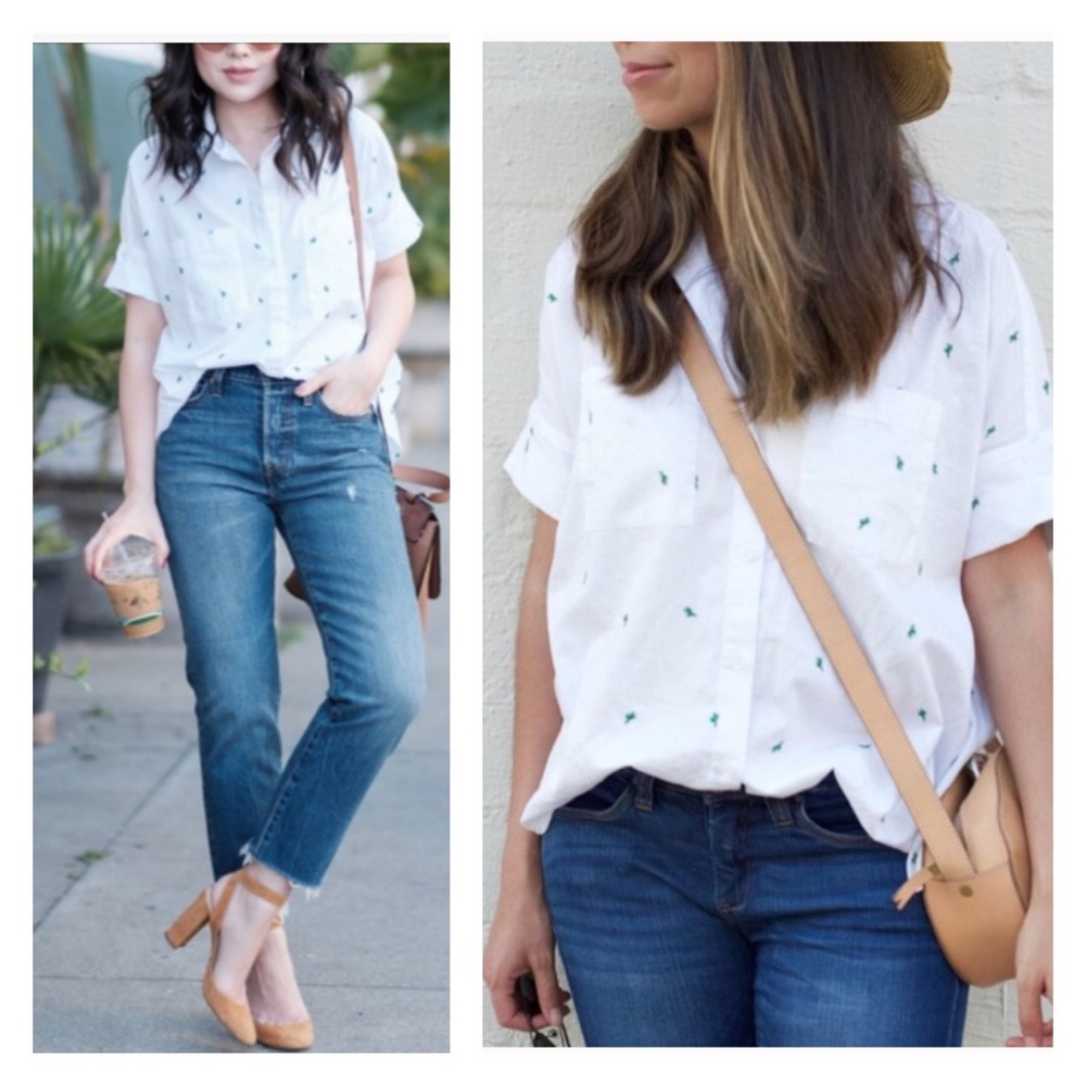 Madewell Embroidered Cactus Courier Shirt Small